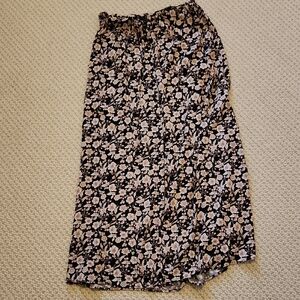 love, Fire Black and Cream Floral Maxi Skirt